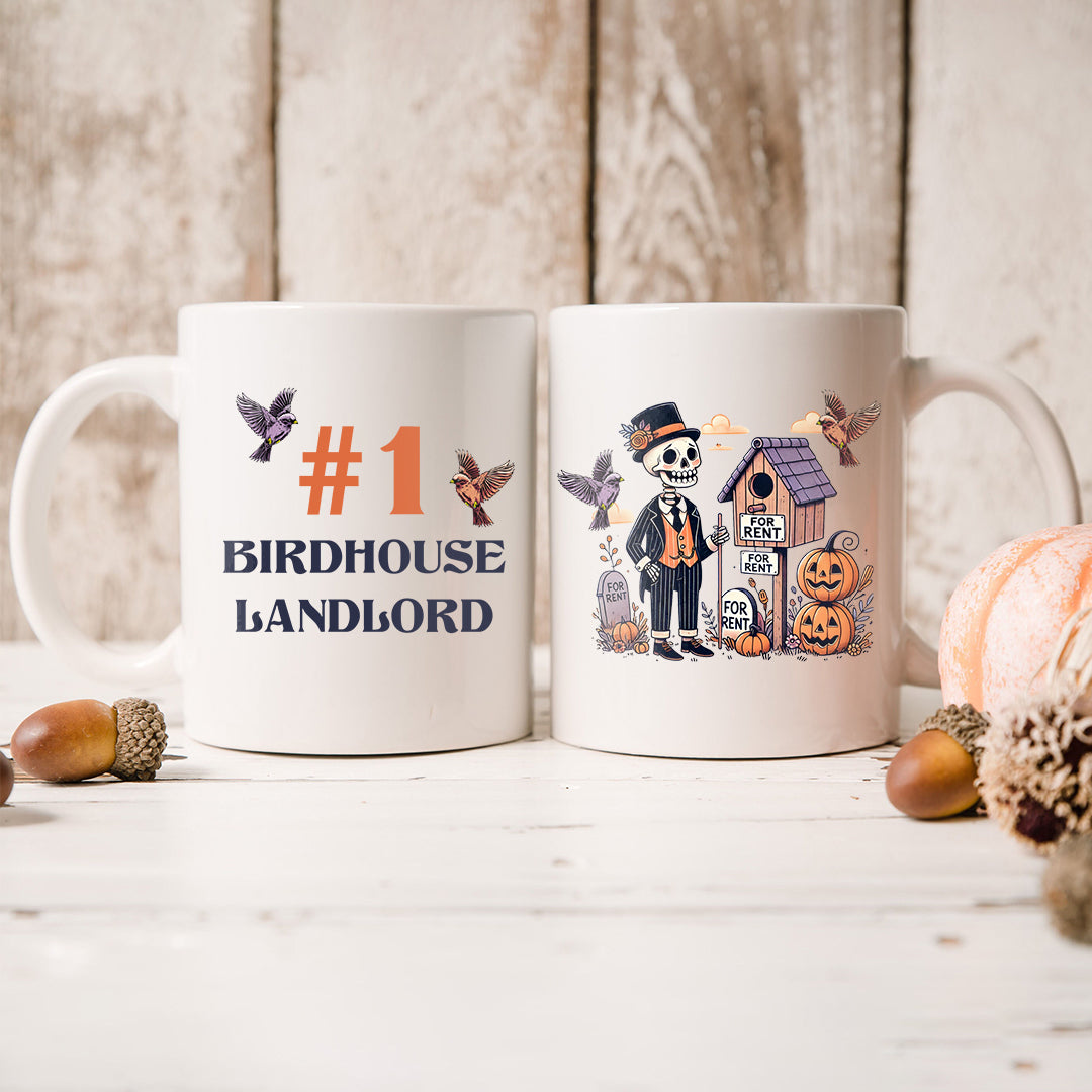 #1 Birdhouse Landlord - Ceramic Double Sided Mug - Gift For Birdwatching Lover