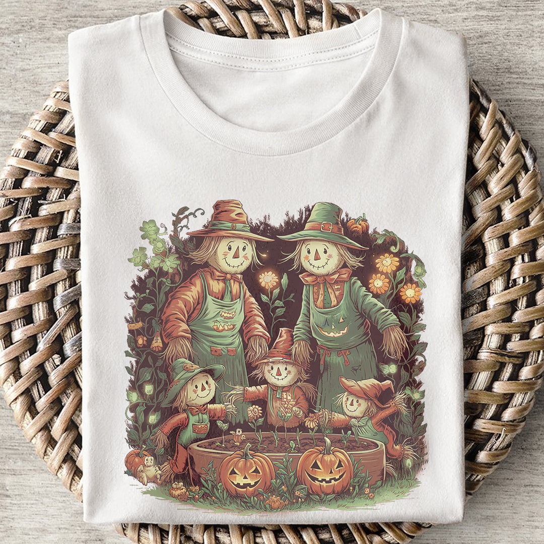 Scarecrow Family Flower Garden Classic Unisex T-Shirt Gildan for Kids