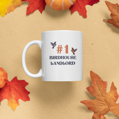 #1 Birdhouse Landlord - Ceramic Double Sided Mug - Gift For Birdwatching Lover